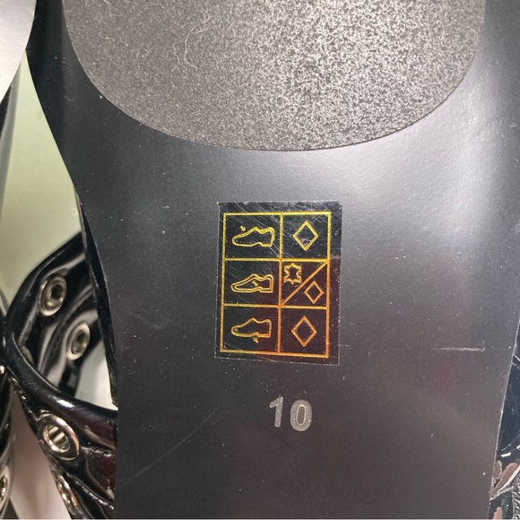 NWOT JEFFREY CAMPBELL Deb Patent Black Studded Pointed Toe Buckle Sandal Flat - Picture 8 of 9